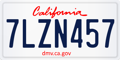 CA license plate 7LZN457