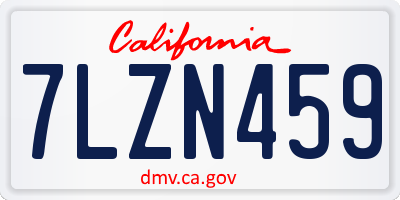 CA license plate 7LZN459