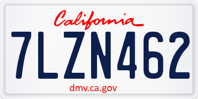 CA license plate 7LZN462