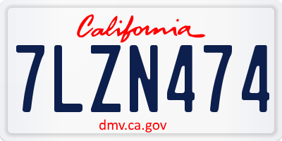 CA license plate 7LZN474