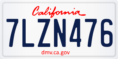 CA license plate 7LZN476