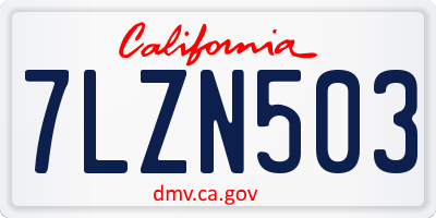 CA license plate 7LZN503