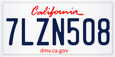 CA license plate 7LZN508