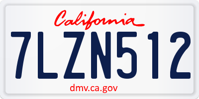 CA license plate 7LZN512