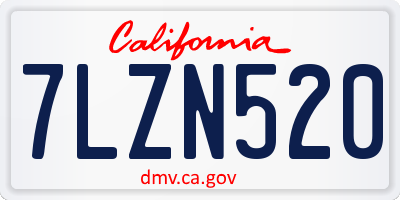 CA license plate 7LZN520