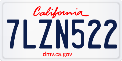 CA license plate 7LZN522