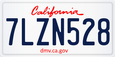 CA license plate 7LZN528