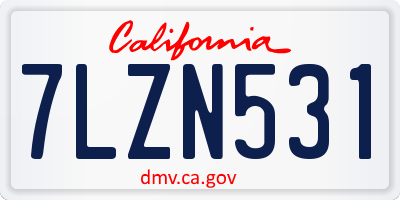 CA license plate 7LZN531