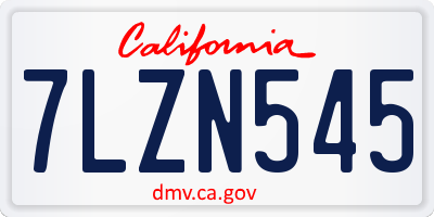 CA license plate 7LZN545