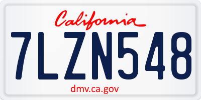 CA license plate 7LZN548