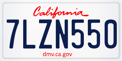 CA license plate 7LZN550