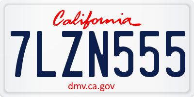 CA license plate 7LZN555