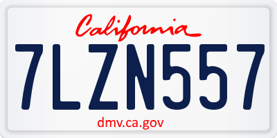 CA license plate 7LZN557