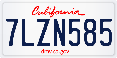 CA license plate 7LZN585