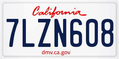 CA license plate 7LZN608