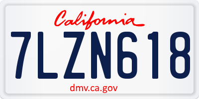 CA license plate 7LZN618