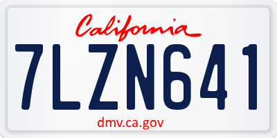 CA license plate 7LZN641