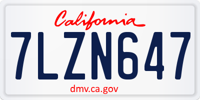 CA license plate 7LZN647