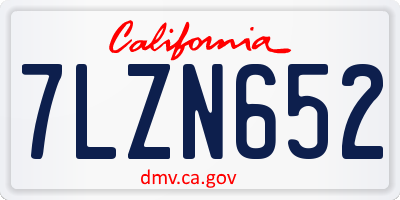 CA license plate 7LZN652
