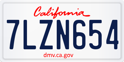 CA license plate 7LZN654