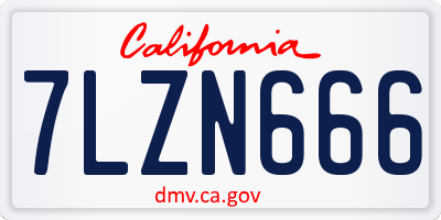 CA license plate 7LZN666