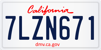CA license plate 7LZN671
