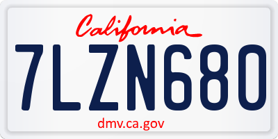 CA license plate 7LZN680