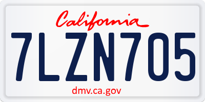 CA license plate 7LZN705