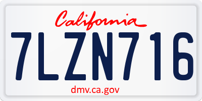 CA license plate 7LZN716