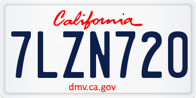 CA license plate 7LZN720