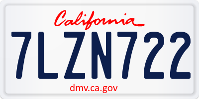 CA license plate 7LZN722