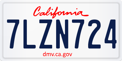 CA license plate 7LZN724