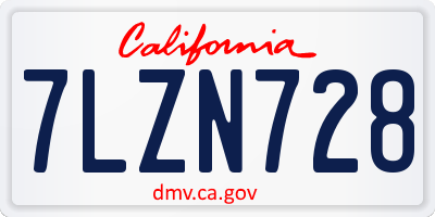 CA license plate 7LZN728