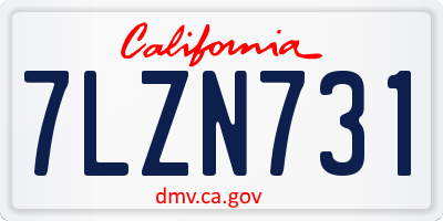 CA license plate 7LZN731