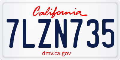 CA license plate 7LZN735