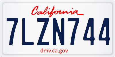 CA license plate 7LZN744