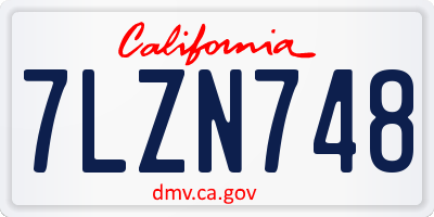 CA license plate 7LZN748
