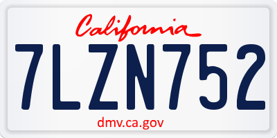 CA license plate 7LZN752