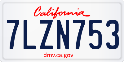 CA license plate 7LZN753