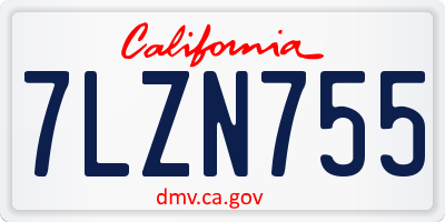 CA license plate 7LZN755