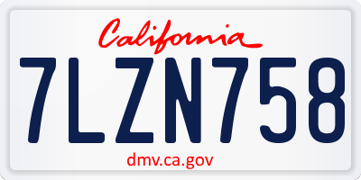 CA license plate 7LZN758