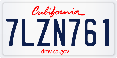 CA license plate 7LZN761