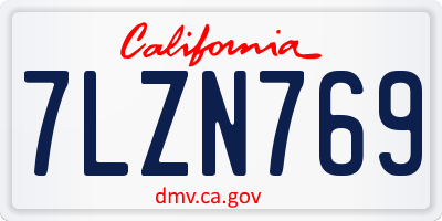 CA license plate 7LZN769