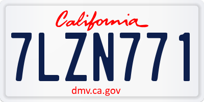 CA license plate 7LZN771