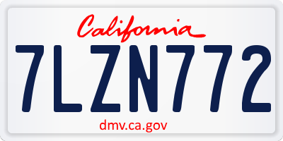 CA license plate 7LZN772