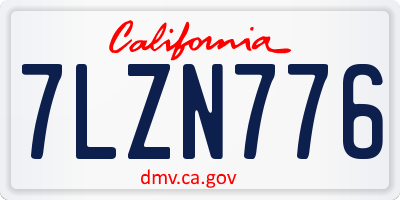 CA license plate 7LZN776