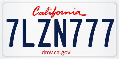 CA license plate 7LZN777