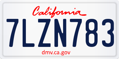 CA license plate 7LZN783