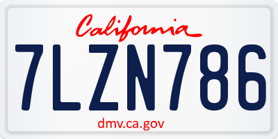 CA license plate 7LZN786