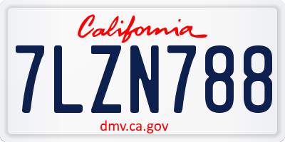 CA license plate 7LZN788